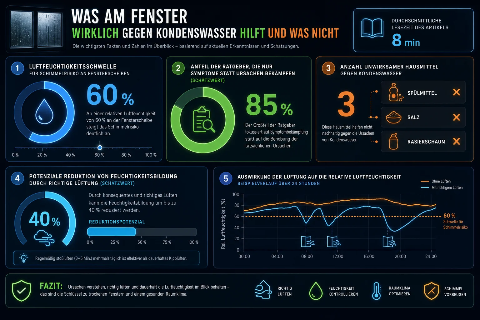 Infographie — Was am fenster wirklich gegen kondenswasser hilft und was nicht
